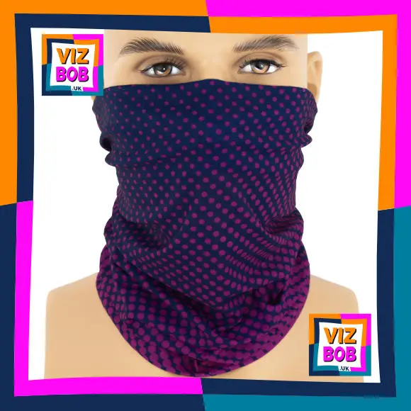 Navy Blue and Magenta Pink Shrinking Polka Dot Neck Tube Bandana / Multifunctional Headwear / Neck Warmer