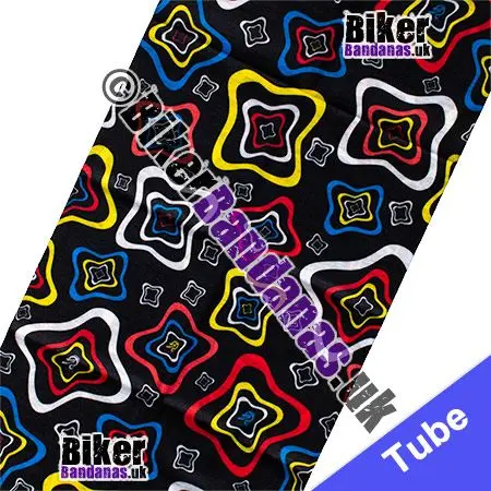 Fabric view of Black Wobbly Squares Neck Tube Bandana / Multifunctional Headwear / Neck Warmer