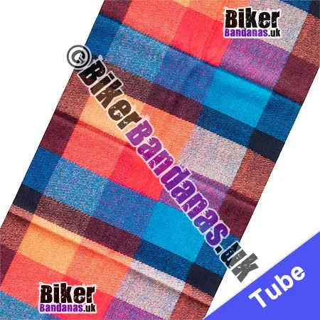 Fabric view of Multicolour Plaid Check Neck Tube Bandana / Multifunctional Headwear / Neck Warmer
