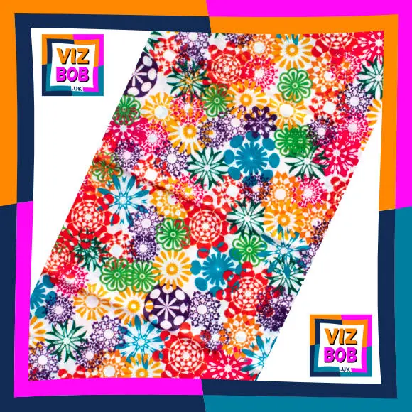 Fabric view of Dainty Floral Flowers on Black Neck Tube Bandana / Multifunctional Headwear / Neck Warmer