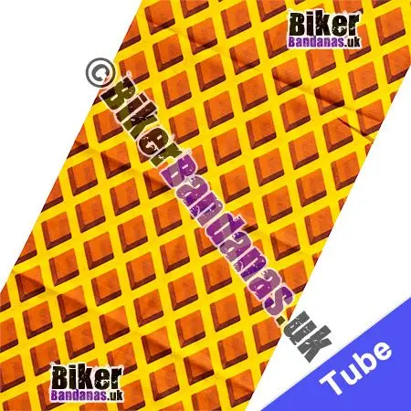 Fabric view of Yellow and Orange Lattice Check Neck Tube Bandana / Multifunctional Headwear / Neck Warmer