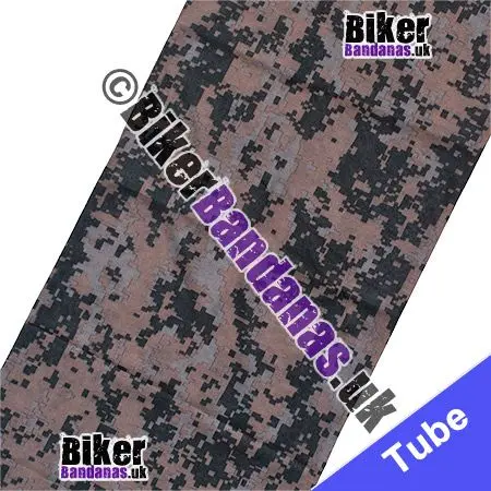 Fabric view of Camouflage Pixelated Grey Beige Neck Tube Bandana / Multifunctional Headwear / Neck Warmer
