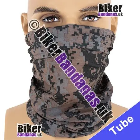 BUDGET Camouflage Pixelated Grey Beige Neck Tube Bandana / Multifunctional Headwear / Neck Warmer