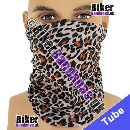 Black and Brown Leopard Neck Tube Bandana / Multifunctional Headwear / Neck Warmer