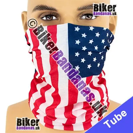US American Stars and Stripes Flag Neck Tube Bandana / Multifunctional Headwear / Neck Warmer