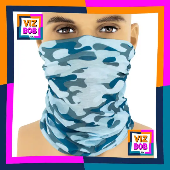 Classic Ice Blue Camouflage Neck Tube Bandana / Multifunctional Headwear / Neck Warmer