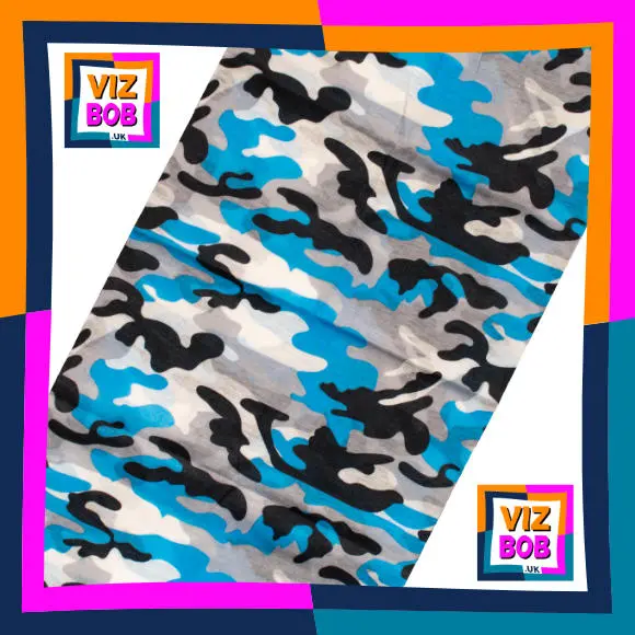 Fabric view of Classic Blue Camouflage Neck Tube Bandana / Multifunctional Headwear / Neck Warmer