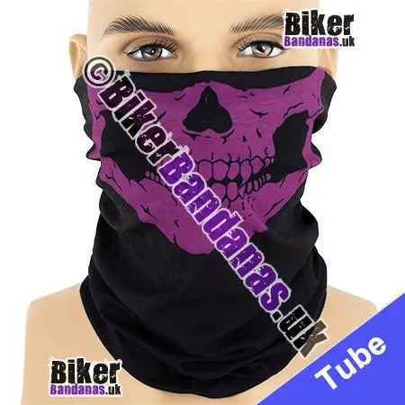 BUDGET Lifesize Purple Skull Jaw Face on Black Neck Tube Bandana / Multifunctional Headwear