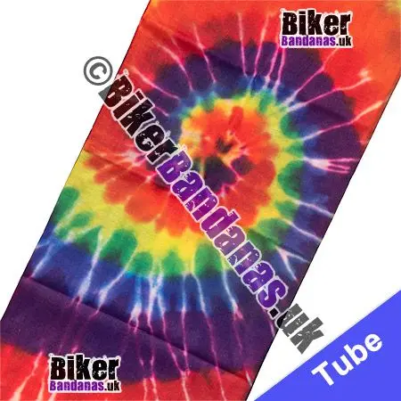 Fabric view of 60s Hippie Spiral Tie-dye Neck Tube Bandana / Multifunctional Headwear / Neck Warmer