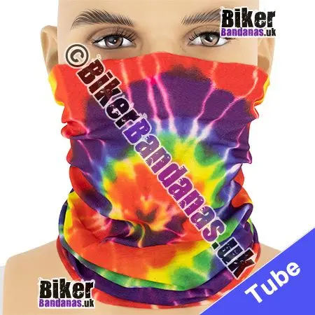 60s Hippie Spiral Tie-dye Neck Tube Bandana / Multifunctional Headwear / Neck Warmer