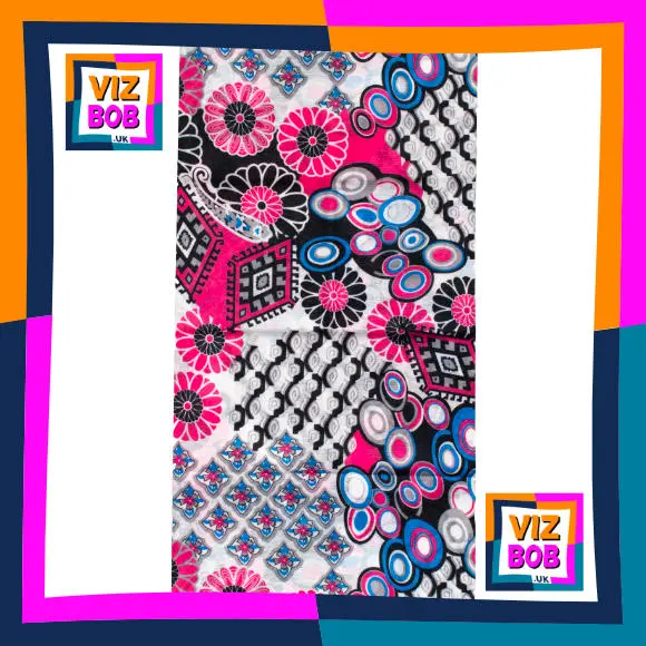Fabric view of Crazy Retro Flower Power Neck Tube Bandana / Multifunctional Headwear / Neck Warmer
