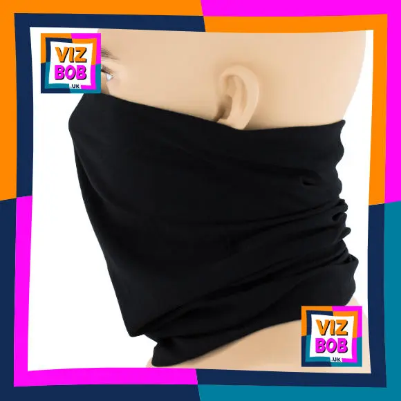 Side view of Plain Black Neck Tube Bandana / Multifunctional Headwear / Neck Warmer