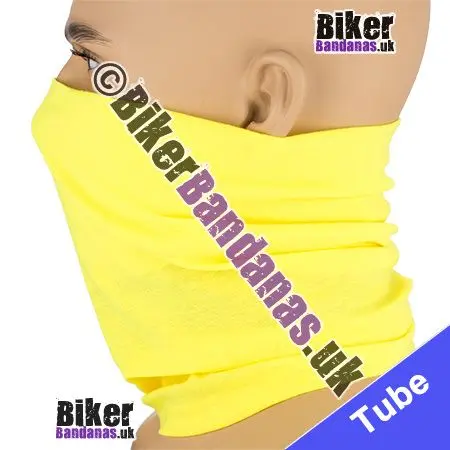 Side view of Plain Lemon Yellow Neck Tube Bandana / Multifunctional Headwear / Neck Warmer