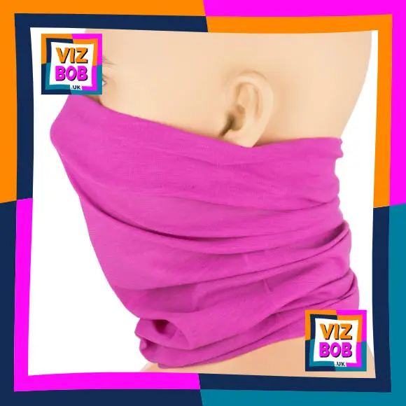 Side view of Plain Bright Pink Neck Tube Bandana / Multifunctional Headwear / Neck Warmer