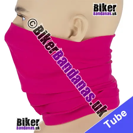 Side view of Plain Hot Pink Neck Tube Bandana / Multifunctional Headwear / Neck Warmer