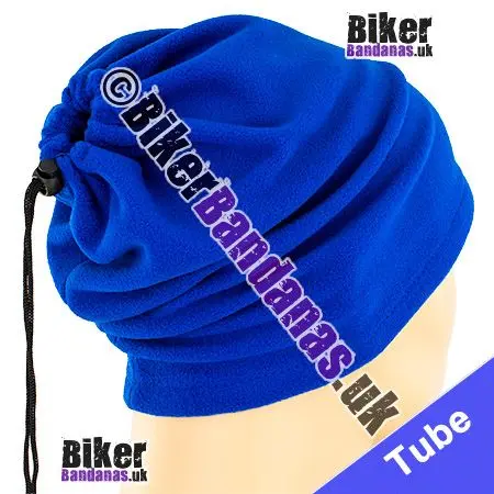 Plain Blue Fleece 3-in-1 Neck Tube Bandana / Beanie Hat