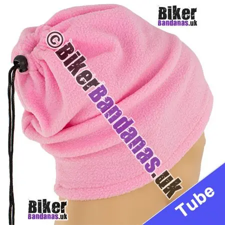 2-in-1 Plain Pink Fleece Neck Tube Bandana / Beanie Hat