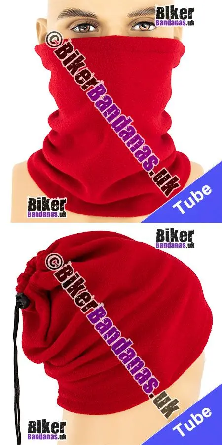 Plain Red Fleece 3-in-1 Neck Tube Bandana / Beanie Hat