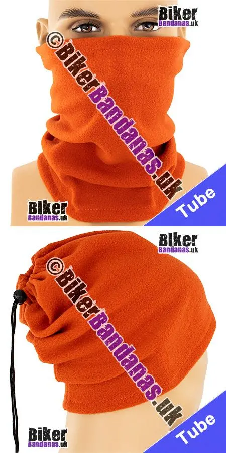 Plain Orange Fleece 3-in-1 Neck Tube Bandana / Beanie Hat