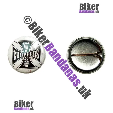 West Coast Choppers Cross Round Button Pin Badge
