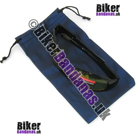 Large Navy Blue Glasses Spectacles Sunglasses Goggles Storage Pouch with Taupe Microfiber Cloth