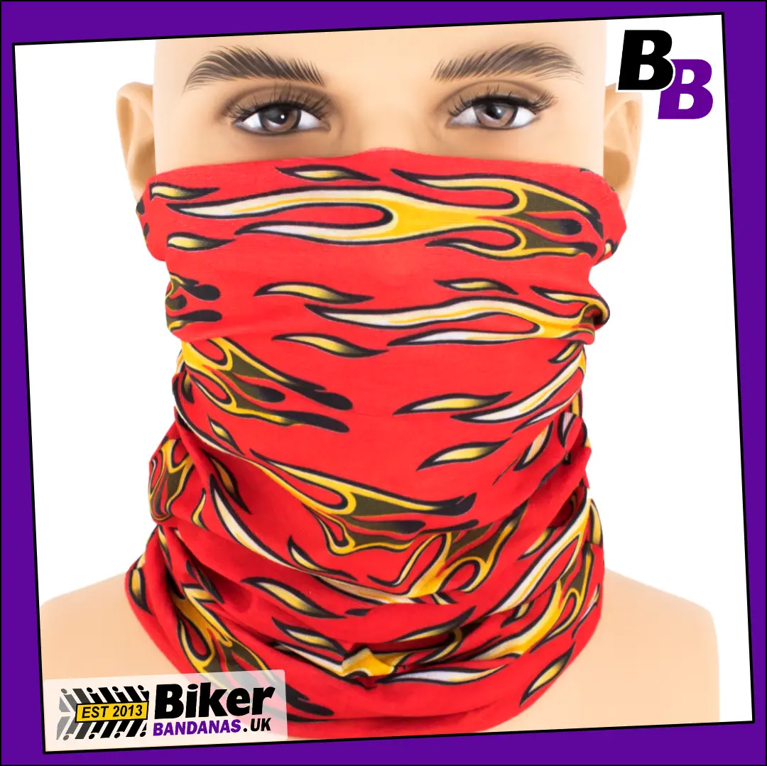Red Horizontal Tribal Flames Neck Tube Bandana / Face Mask / Neck Gaiter
