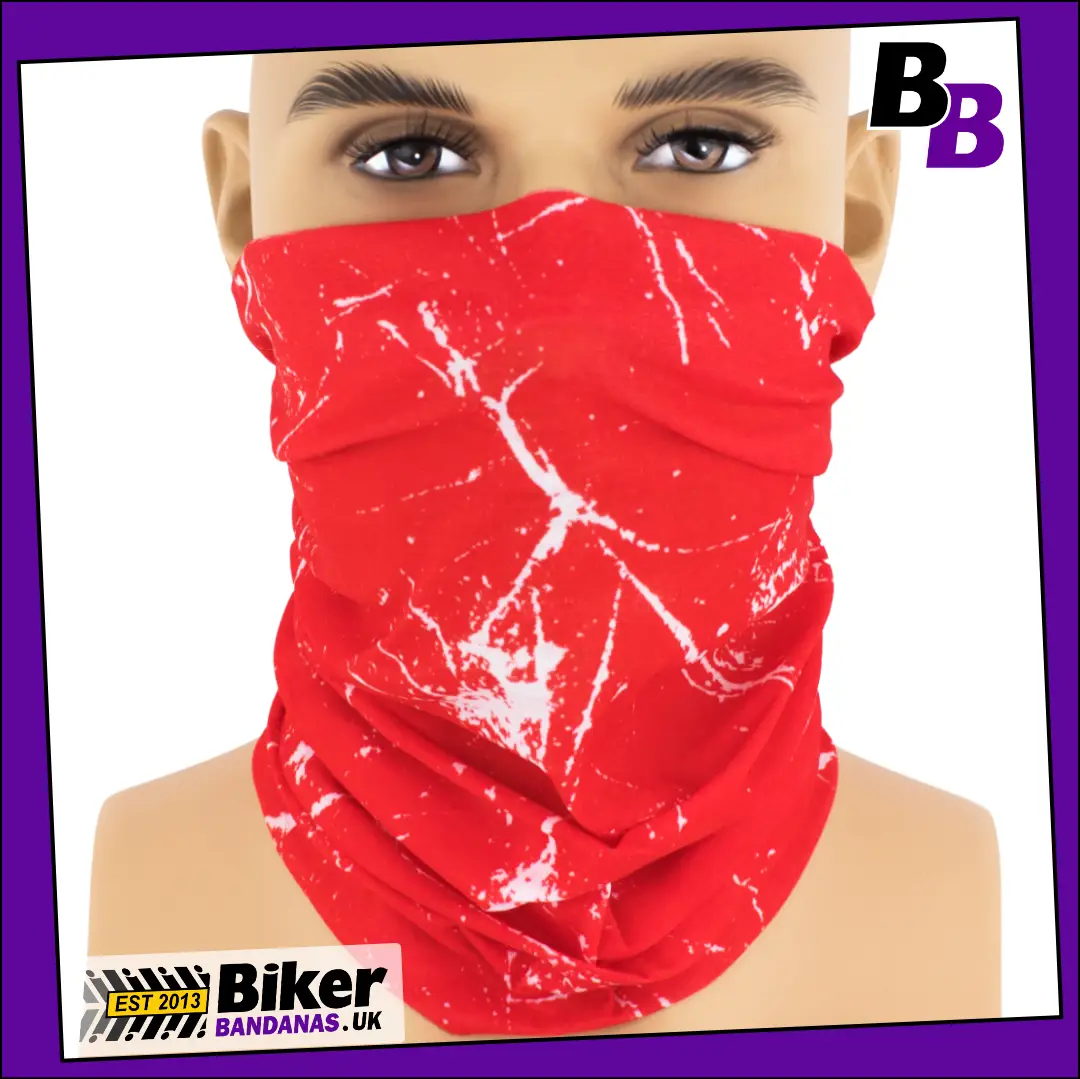 Red Cracked Ice Neck Tube Bandana / Face Mask / Neck Gaiter