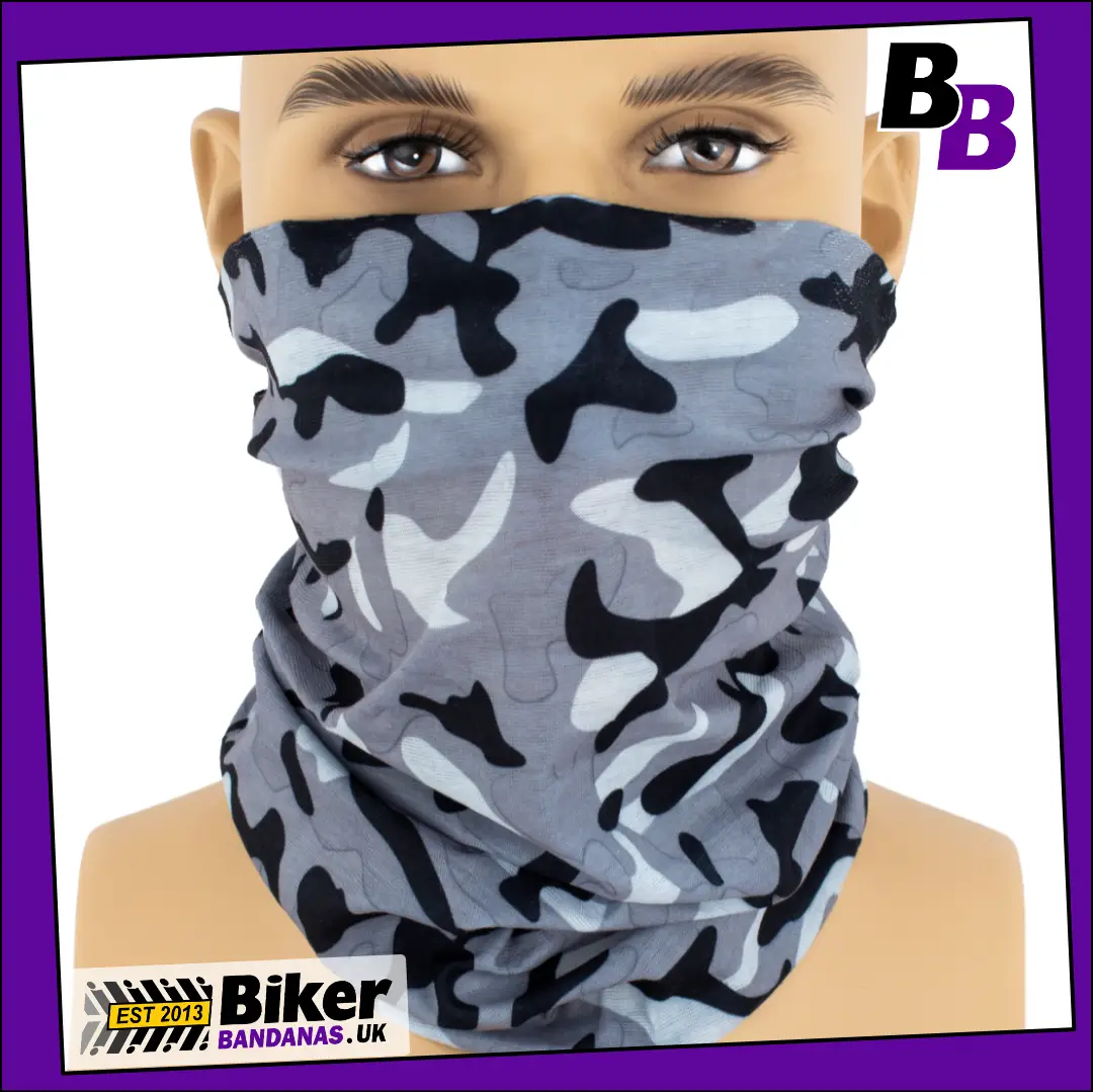 Urban Grey Camouflage Neck Tube Bandana / Face Mask / Neck Gaiter