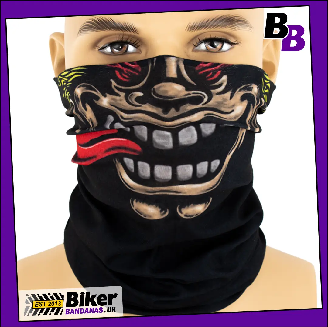 Face with Teeth and Red Flapping Tongue Neck Tube Bandana / Face Mask / Neck Gaiter