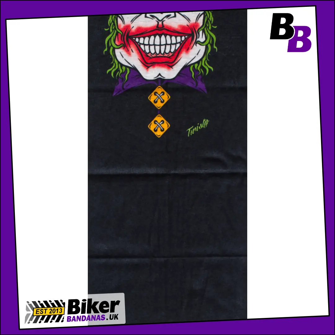 Fabric photo of Grinning Face Jaw with Smudged Red Lips and White Teeth on Black Neck Tube Neck Tube Bandana / Face Mask / Neck Gaiter