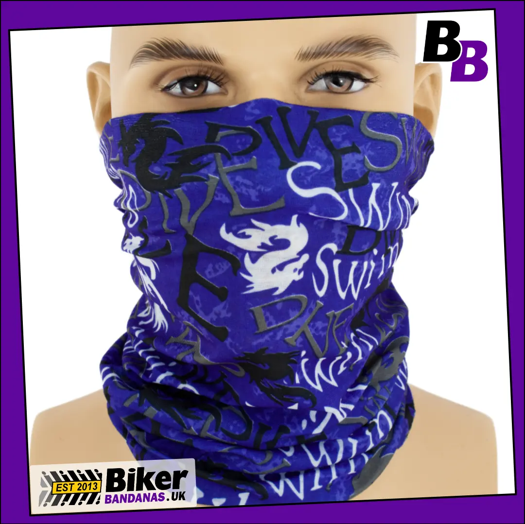 Blue Swim Dive Seahorses Neck Tube Bandana / Face Mask / Neck Gaiter