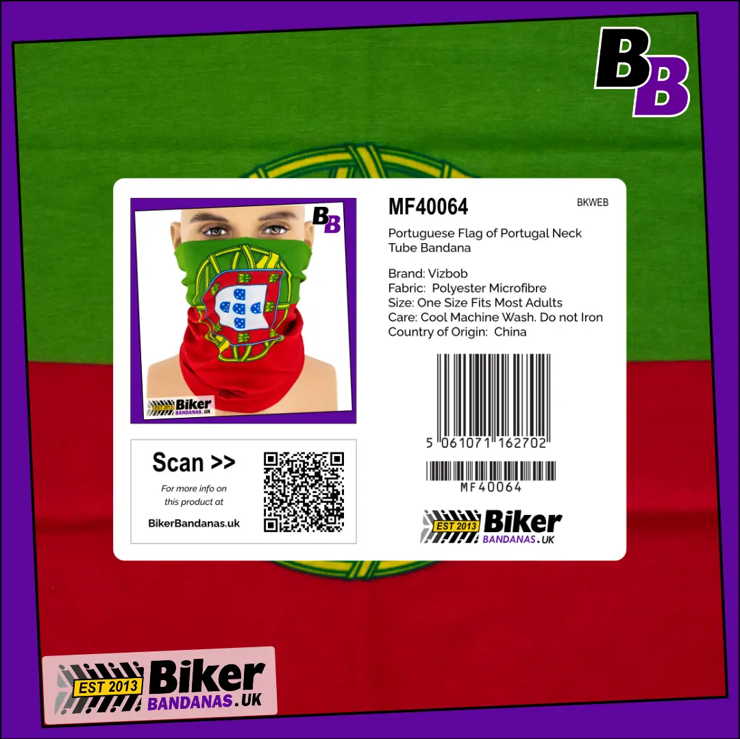 Retail Packaging photo of Portuguese Flag of Portugal Neck Tube Bandana / Neck Gaiter / Multifunctional Headwear / Neck Warmer