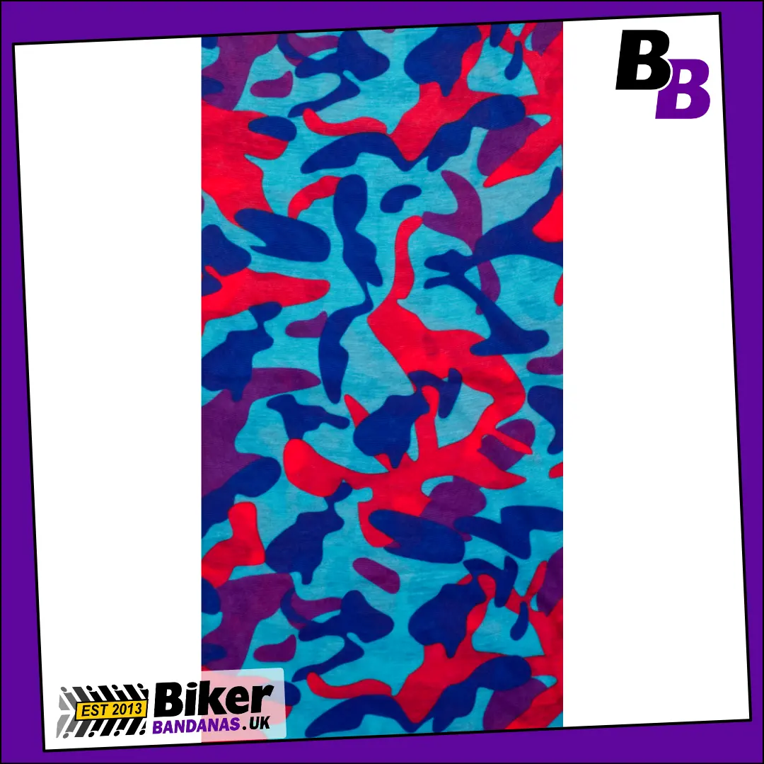Fabric photo of Jazzy Turquoise Camouflage Neck Tube Bandana / Face Mask / Neck Gaiter