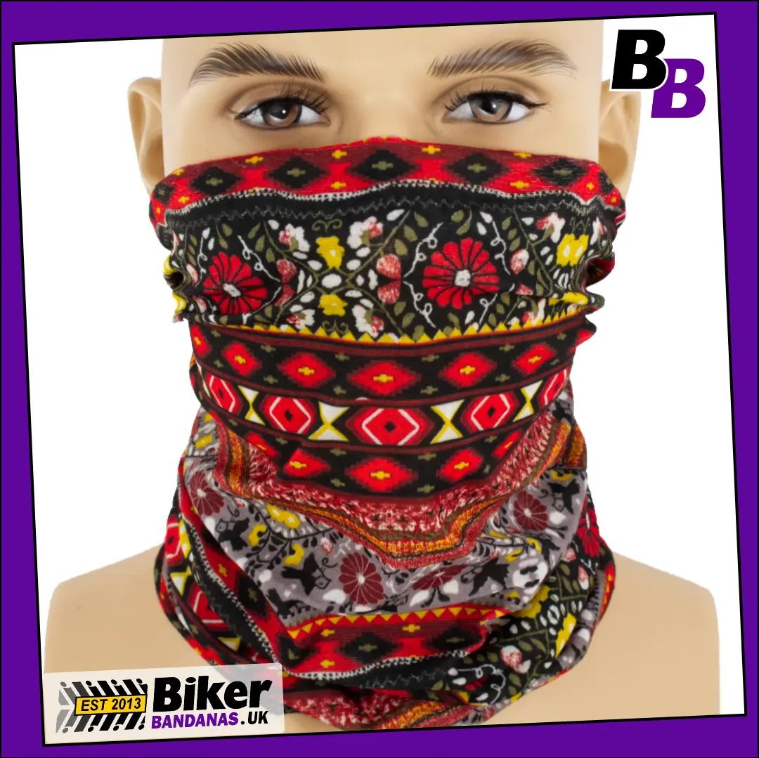 Multicoloured Busy Patterned Stripes Neck Tube Bandana / Face Mask / Neck Gaiter