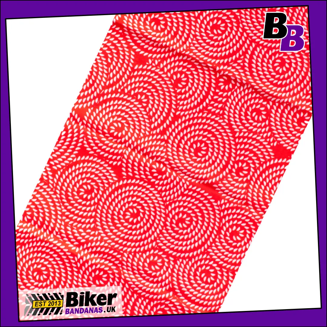 Fabric photo of Red Rope Spirals Neck Tube Bandana / Face Mask / Neck Gaiter