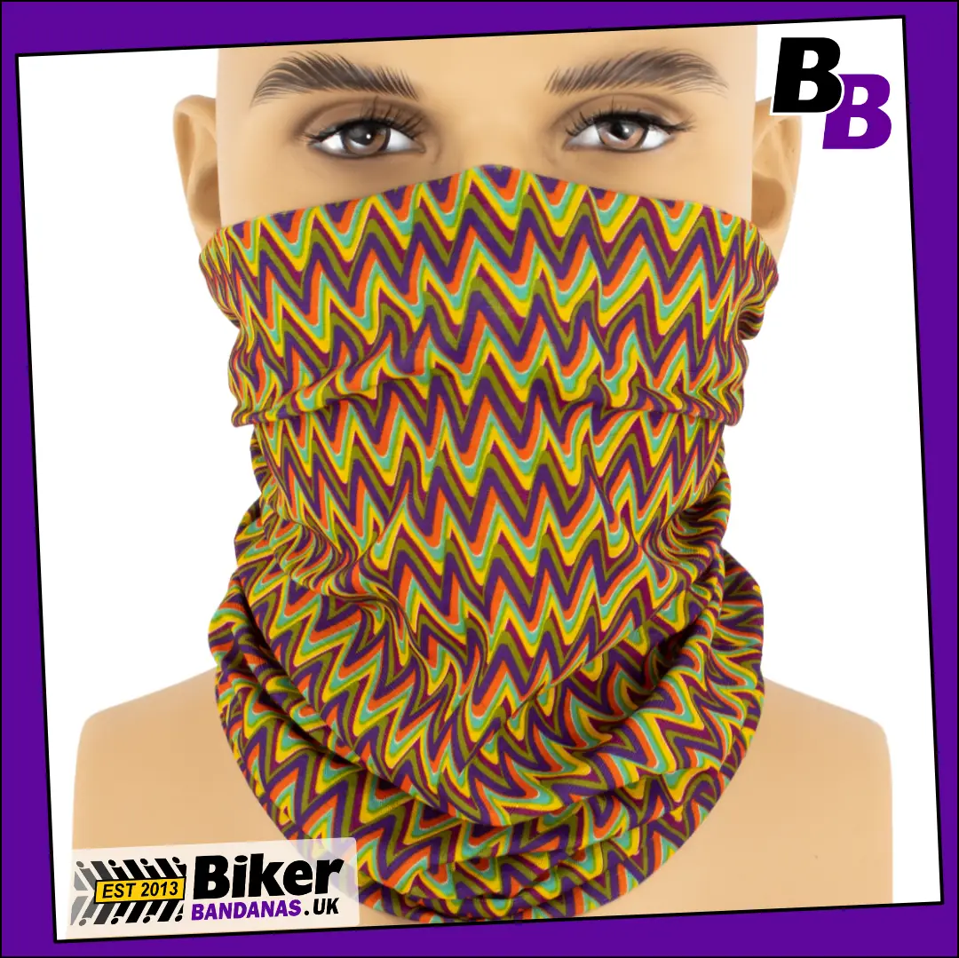 Multicolour Chevron Stripes Neck Tube Bandana / Face Mask / Neck Gaiter
