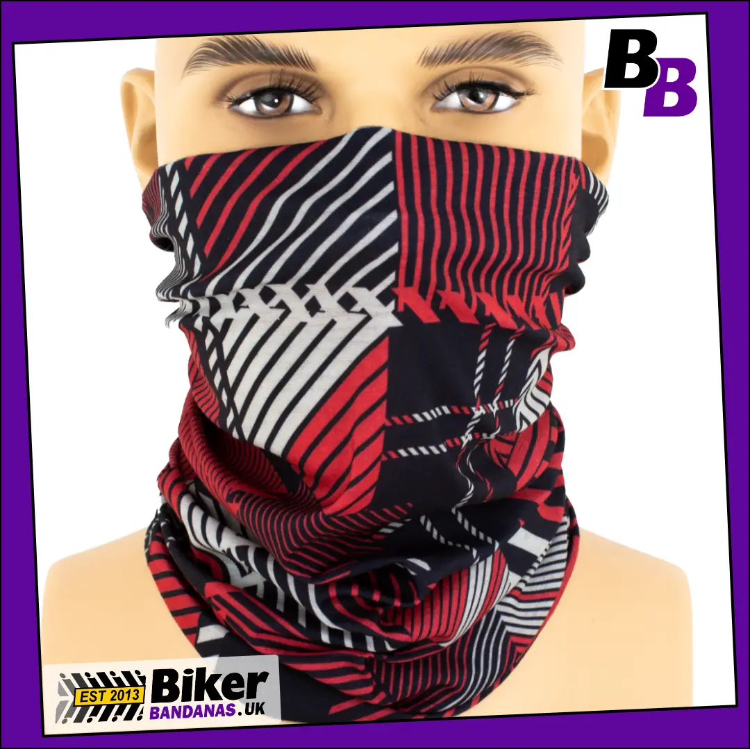 Red Patchwork Check Neck Tube Bandana / Face Mask / Neck Gaiter