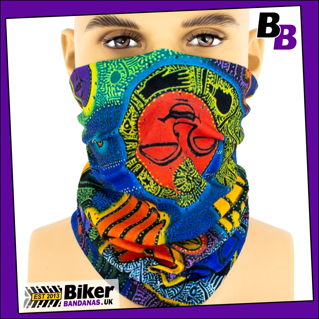 Day and Night Picasso Style Neck Tube Bandana / Face Mask / Neck Gaiter
