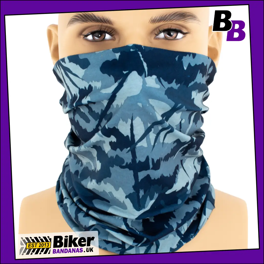 Ice Blue Camouflage Neck Tube Bandana / Face Mask / Neck Gaiter