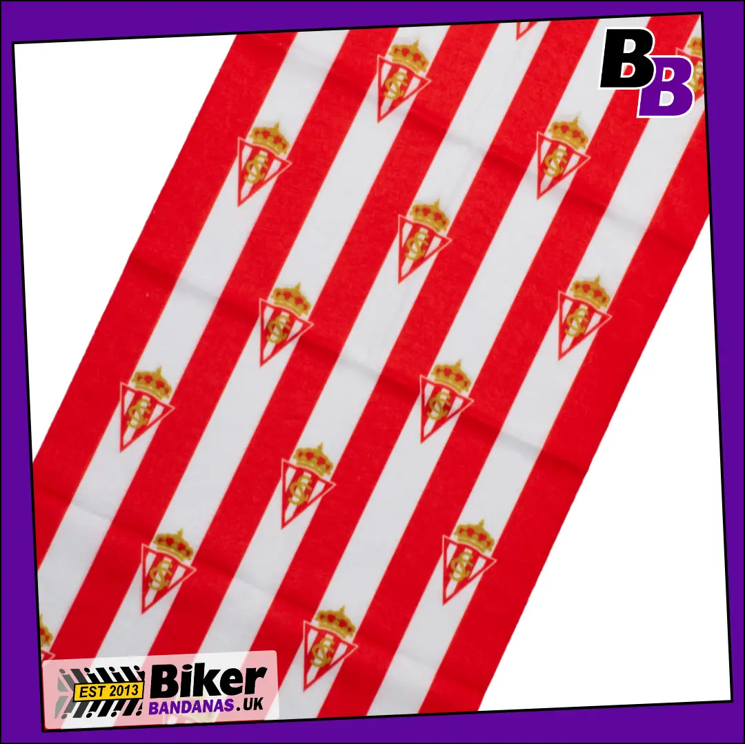 Fabric photo of Red and White Crested Football Stripes Neck Tube / Multifunctional Headwear / Neck Warmer
