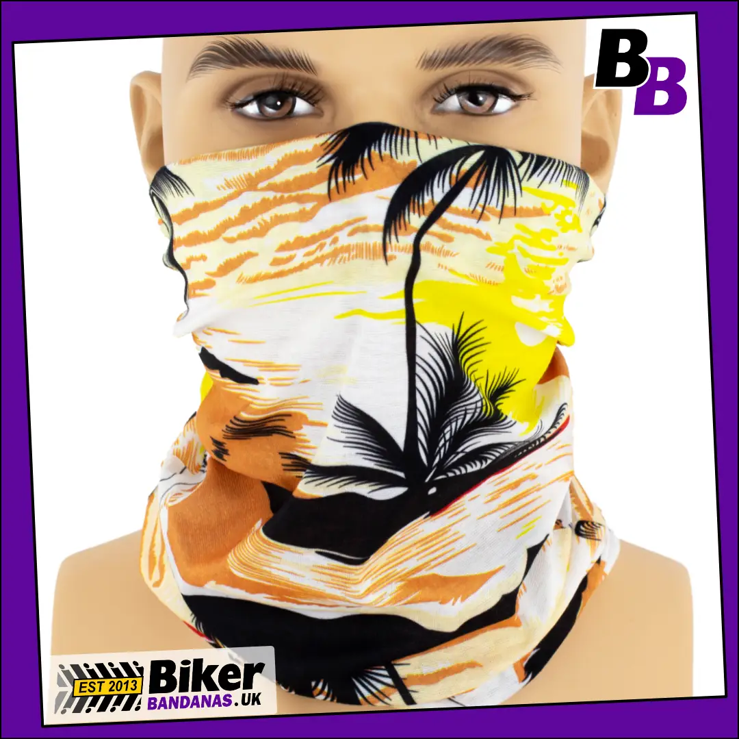 Tropical Island Palm Trees Sunset Neck Tube Bandana / Face Mask / Neck Gaiter