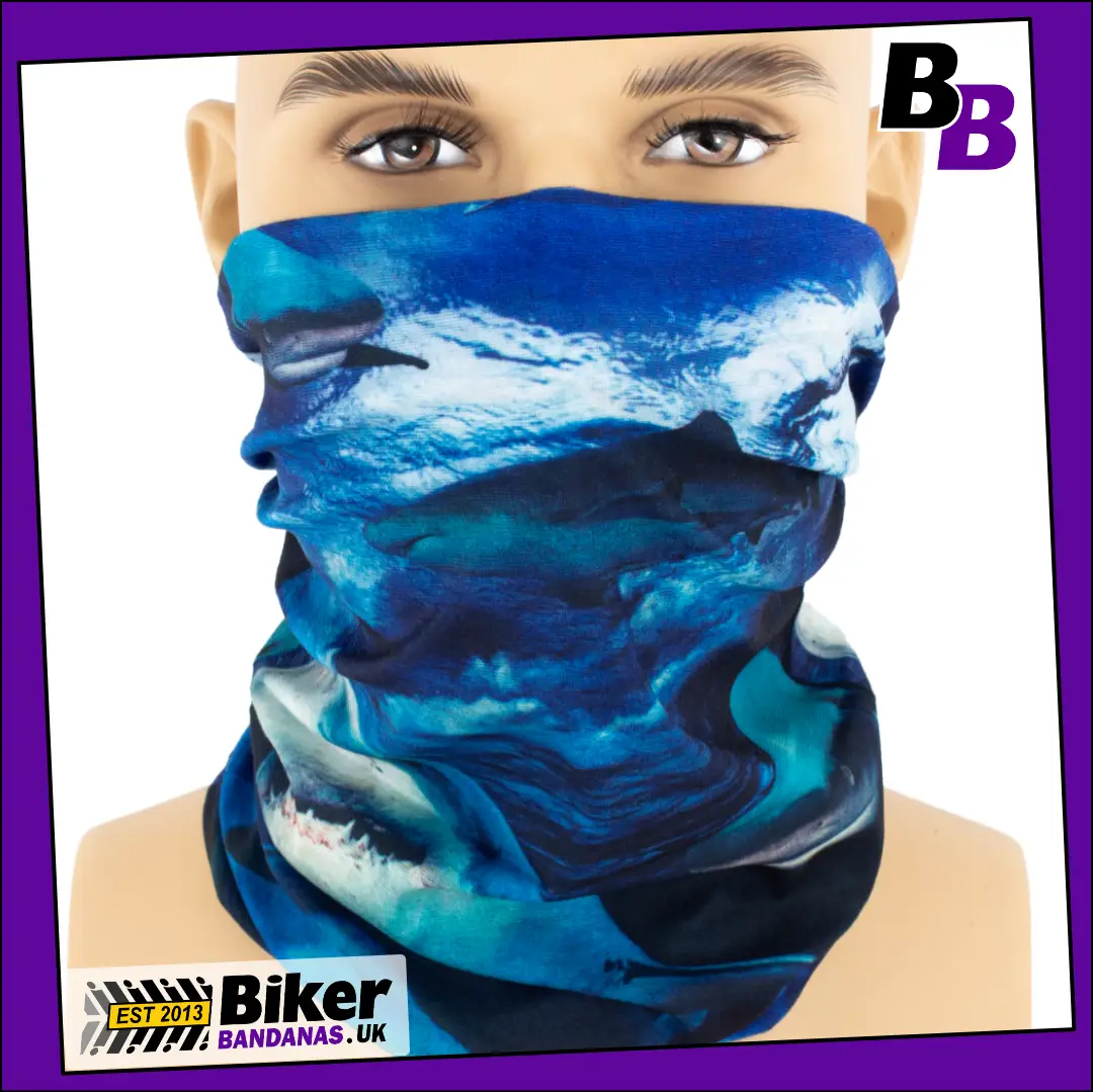 Sharks Swimming Neck Tube Bandana / Face Mask / Neck Gaiter