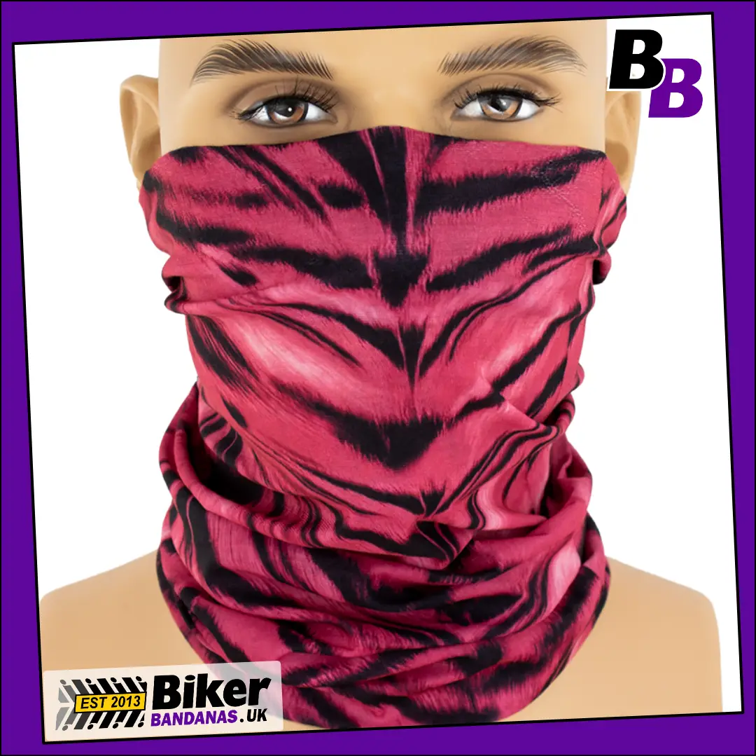 Pink Tiger Stripes Neck Tube Bandana / Face Mask / Neck Gaiter