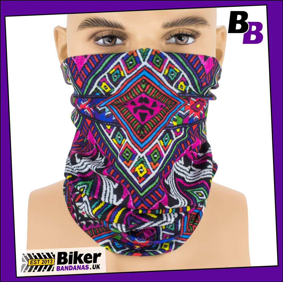 Colourful Indian Aztec Neck Tube Bandana / Face Mask / Neck Gaiter