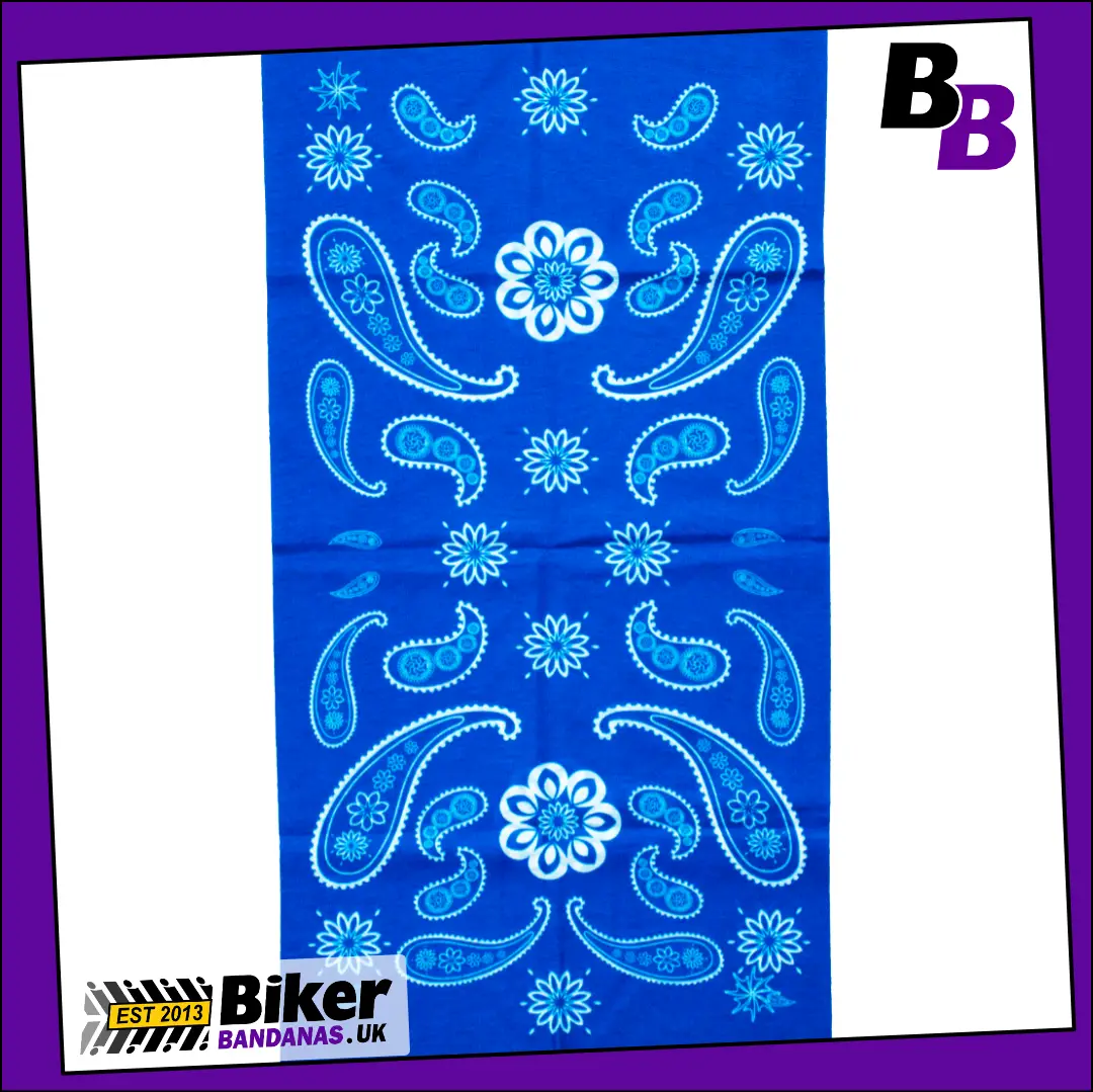 Fabric photo of Royal Blue Paisley Star Panel Neck Tube Bandana / Face Mask / Neck Gaiter