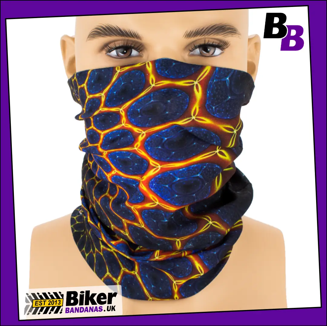 Blue Radial Honeycomb Neck Tube Bandana / Face Mask / Neck Gaiter
