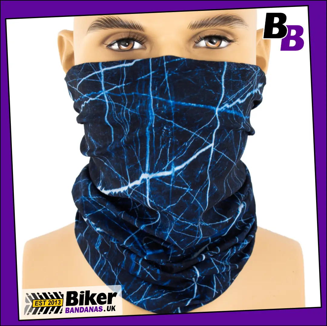 Navy Blue Cracked Ice Neck Tube Bandana / Face Mask / Neck Gaiter