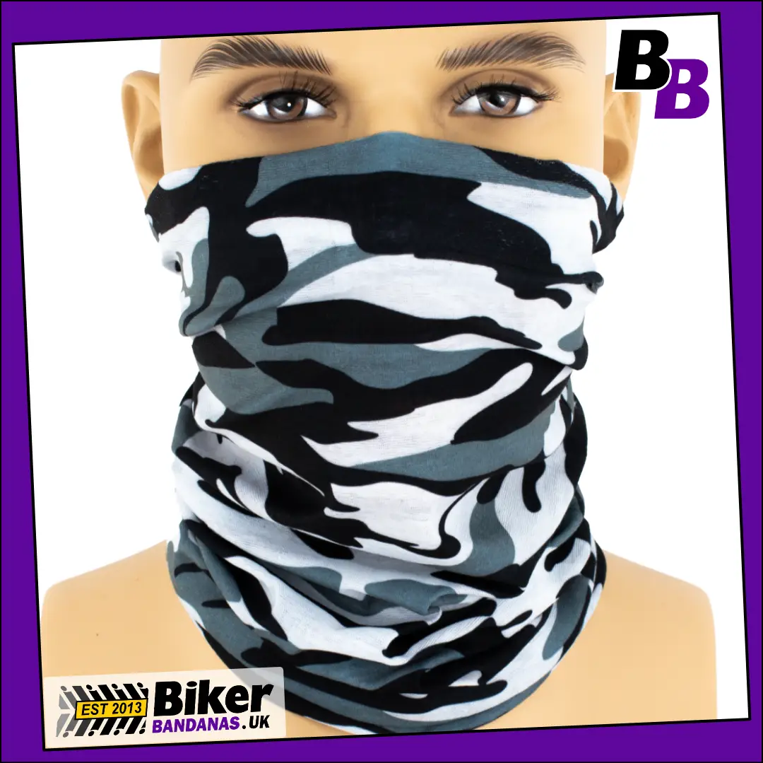 Urban Snow Camouflage Neck Tube Bandana / Face Mask / Neck Gaiter