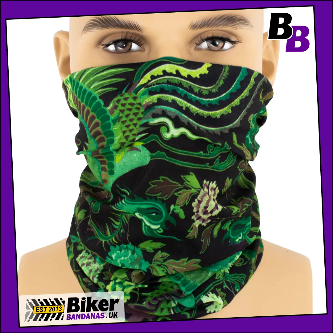 Green Birds of Paradise Neck Tube Bandana / Face Mask / Neck Gaiter