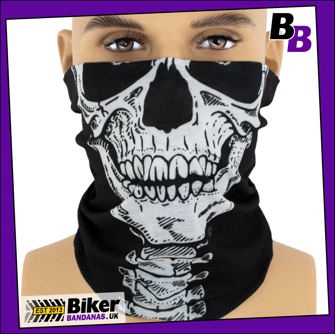 Skull on Vertebrae Neck Tube Bandana / Face Mask / Neck Gaiter